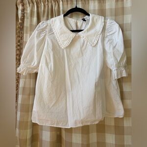 H&M White Cotton Top with Black Trim